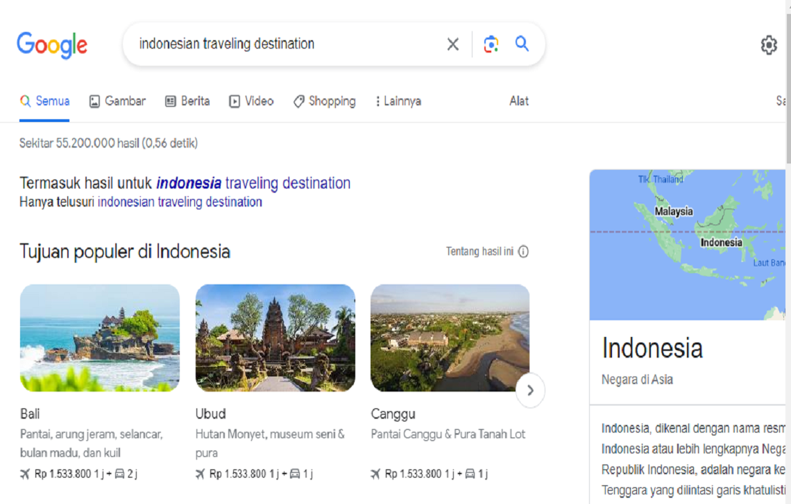 Pencarian Google Indonesian Traveling Destination