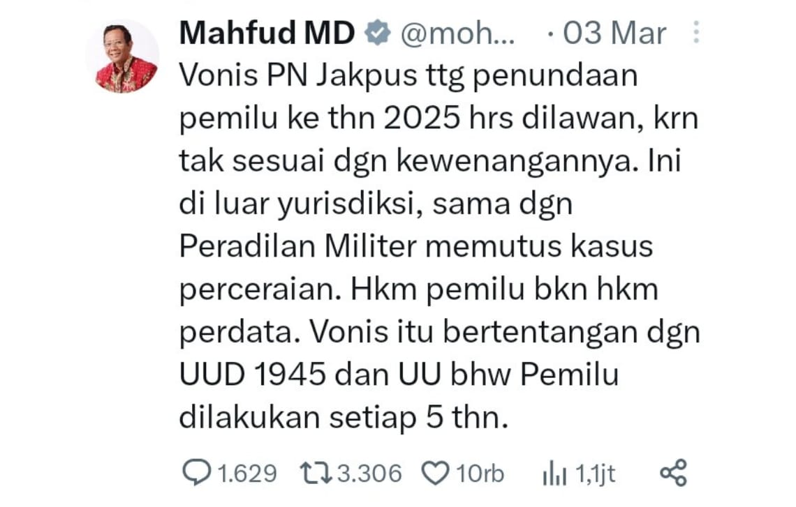 Cuitan Prof. Mahfud MD sebagai Menkopolhukam Indonesia Tahun 2019 - 2024